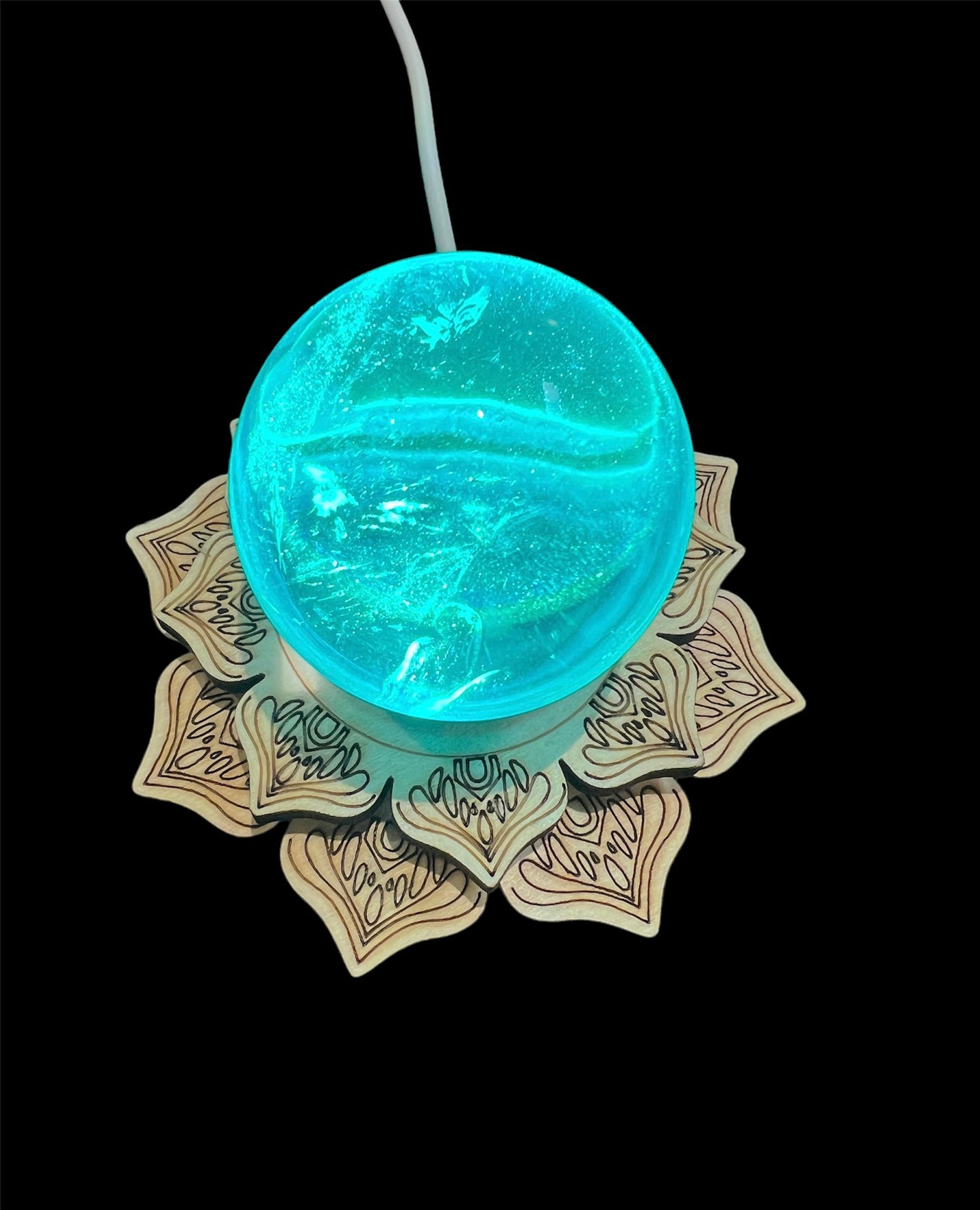 LED Lotus Wooden Light Stand