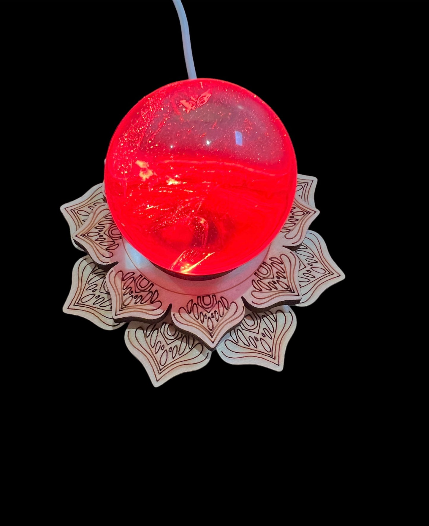 LED Lotus Wooden Light Stand