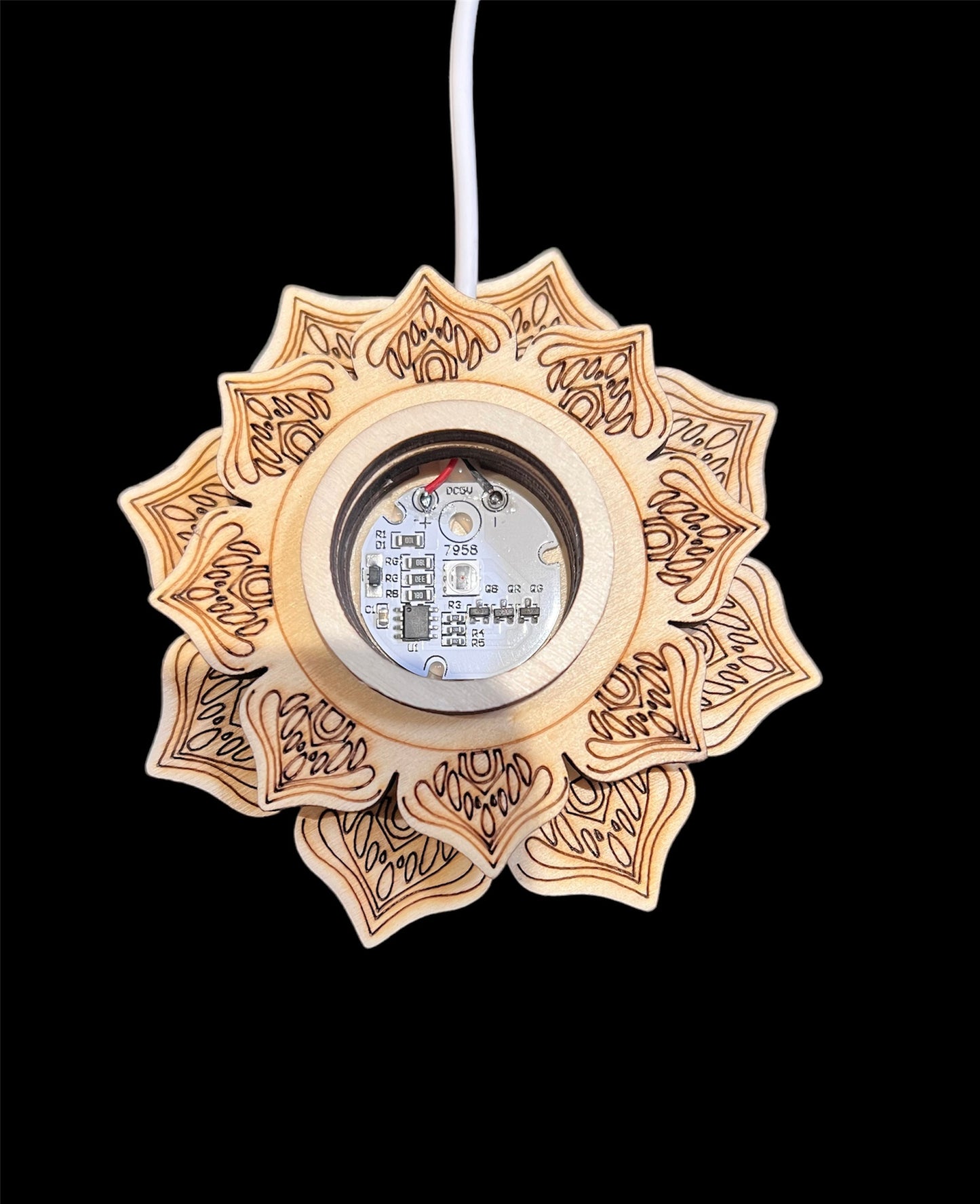 LED Lotus Wooden Light Stand