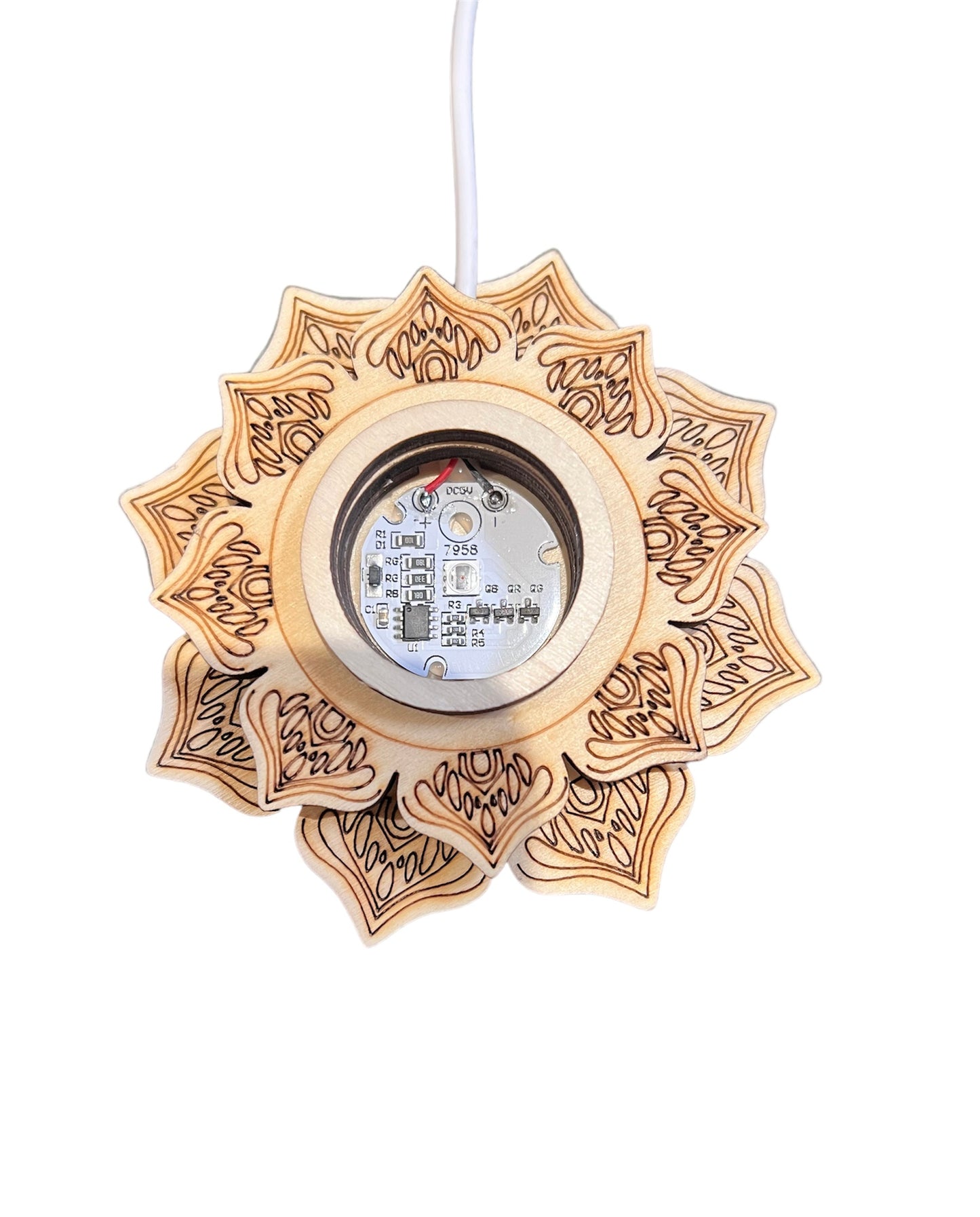 LED Lotus Wooden Light Stand