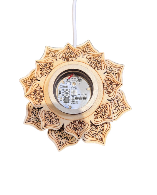 LED Lotus Wooden Light Stand