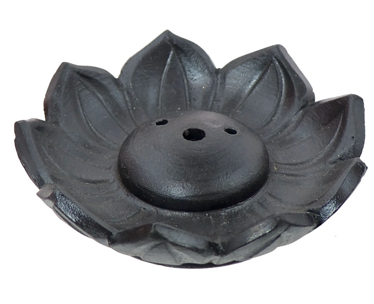 Ceramic Incense Holder Black Lotus 3.5"