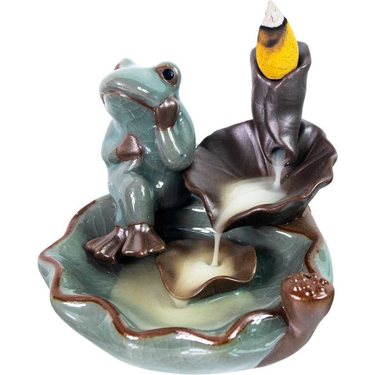 Backflow Incense Burner - Frog on Lotus
