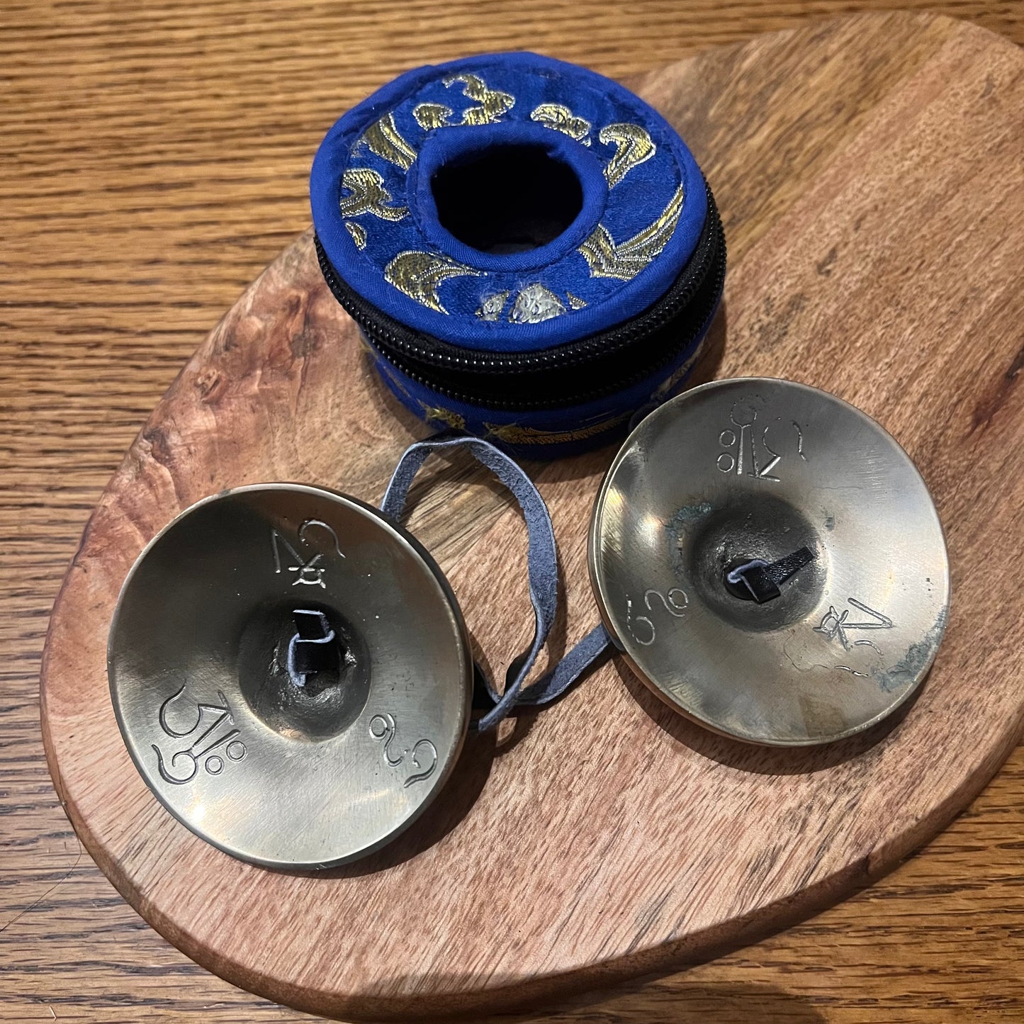 Tibetan Tingshas in authentic carry case