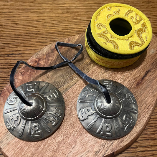 Tibetan Tingshas in authentic carry case