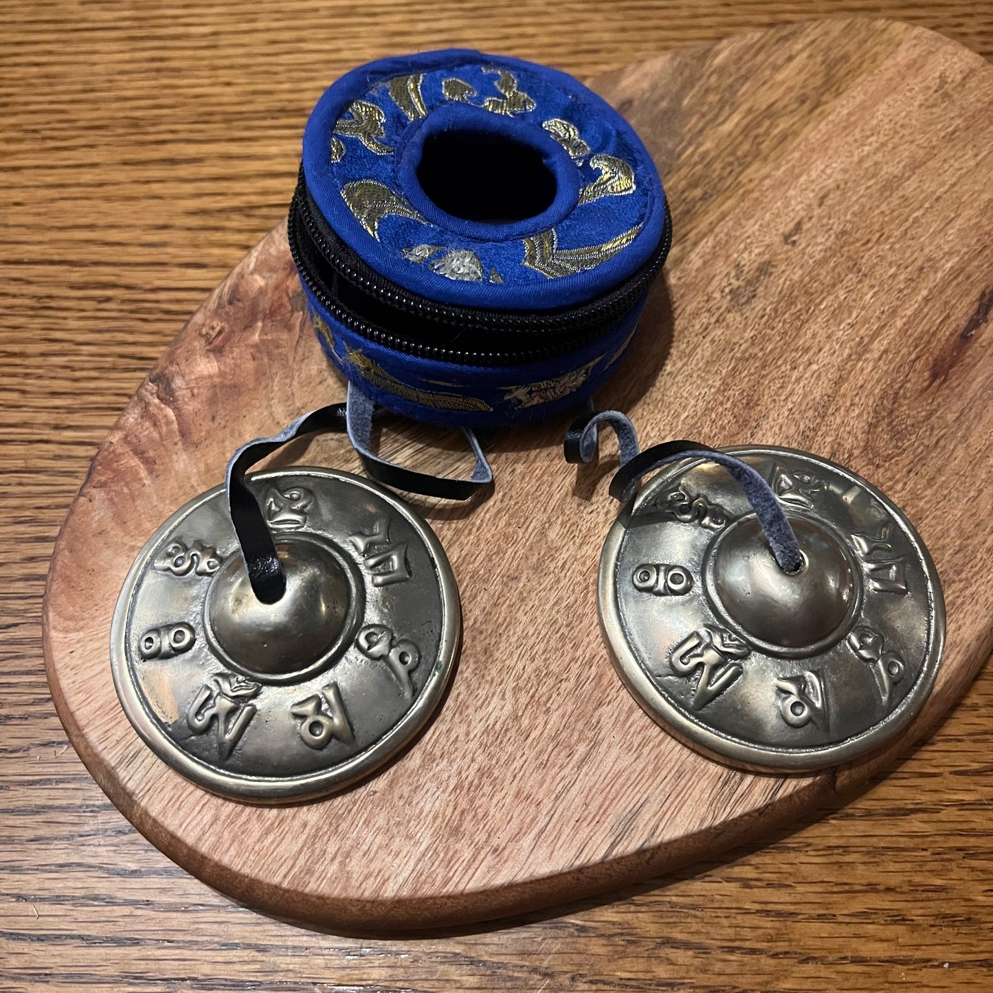 Tibetan Tingshas in authentic carry case