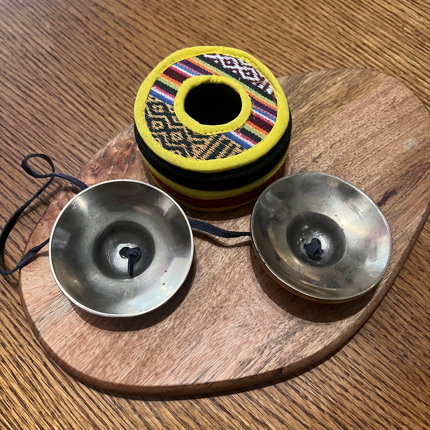 Tibetan Tingshas in authentic carry case