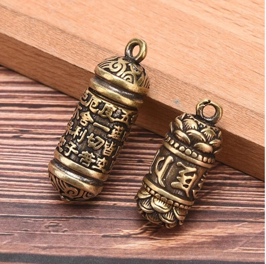 Assorted Pendant  Hollow Brass Buddha Bottle Sutra Cylinder
