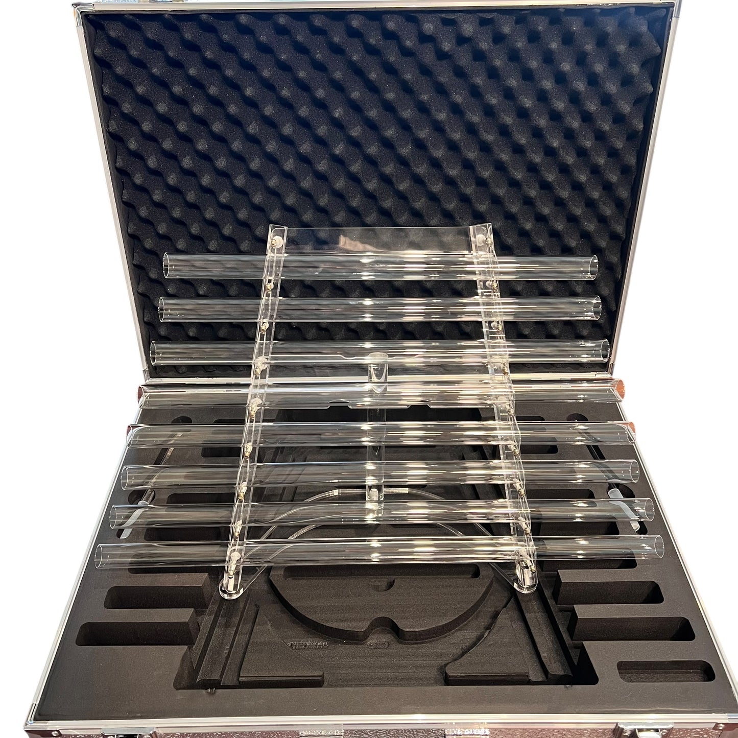 7-Tube Crystal Harp – Harmonic C to C (432 Hz) with Stand, Mallets and carry case