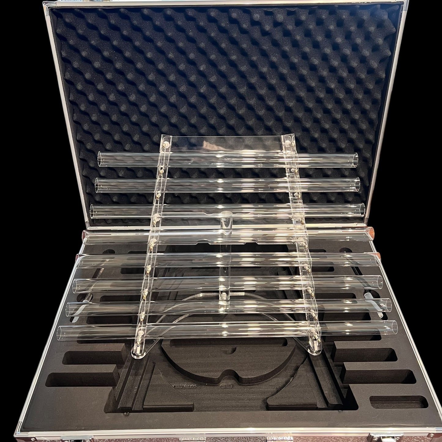 7-Tube Crystal Harp – Harmonic C to C (432 Hz) with Stand, Mallets and carry case