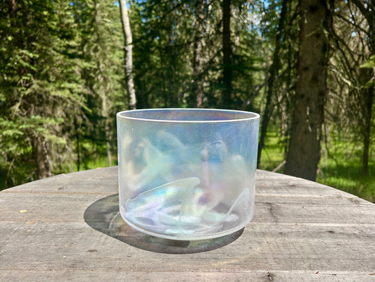 8" F -20 AZEZTULITE, PLATINUM ALCHEMY CRYSTAL SINGING BOWL