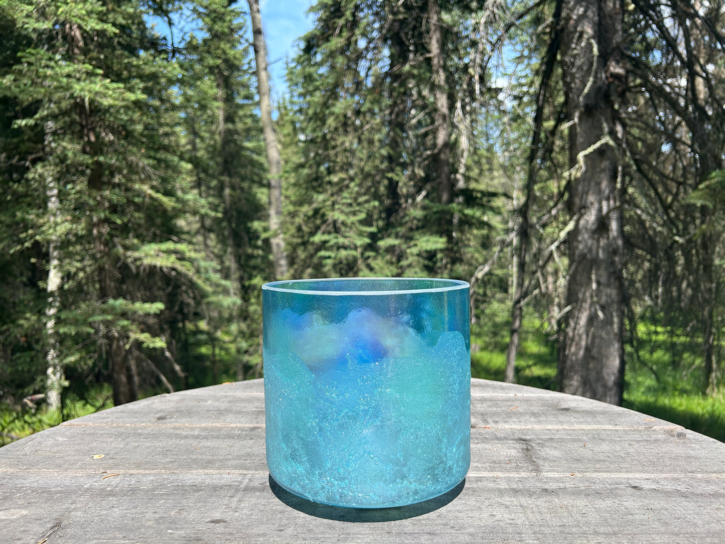 7"  G -15 LEMURIAN SEED, AQUA AURA GOLD ALCHEMY CRYSTAL SINGING BOWL (practitioner set)