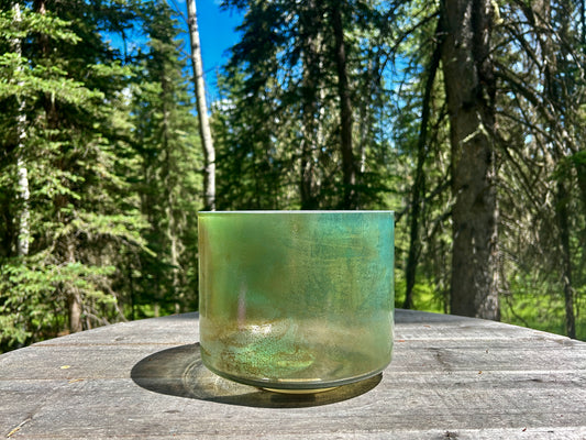 8"  F -15 MALACHITE ALCHEMY CRYSTAL SINGING BOWL