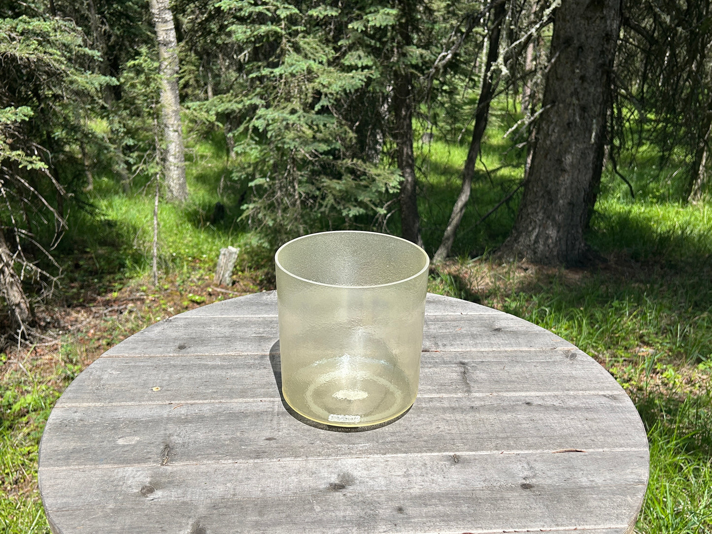 8" E -20 LEMON AURA GOLD ALCHEMY CRYSTAL SINGING BOWL