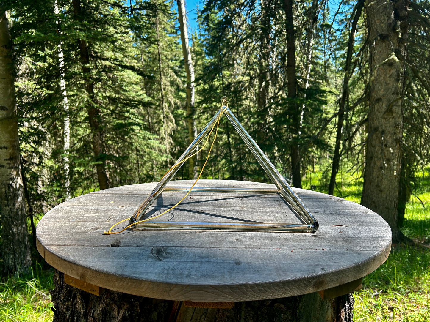 14"  D# -45 SMOKEY QUARTZ ALCHEMY CRYSTAL PYRAMID W/ CASE