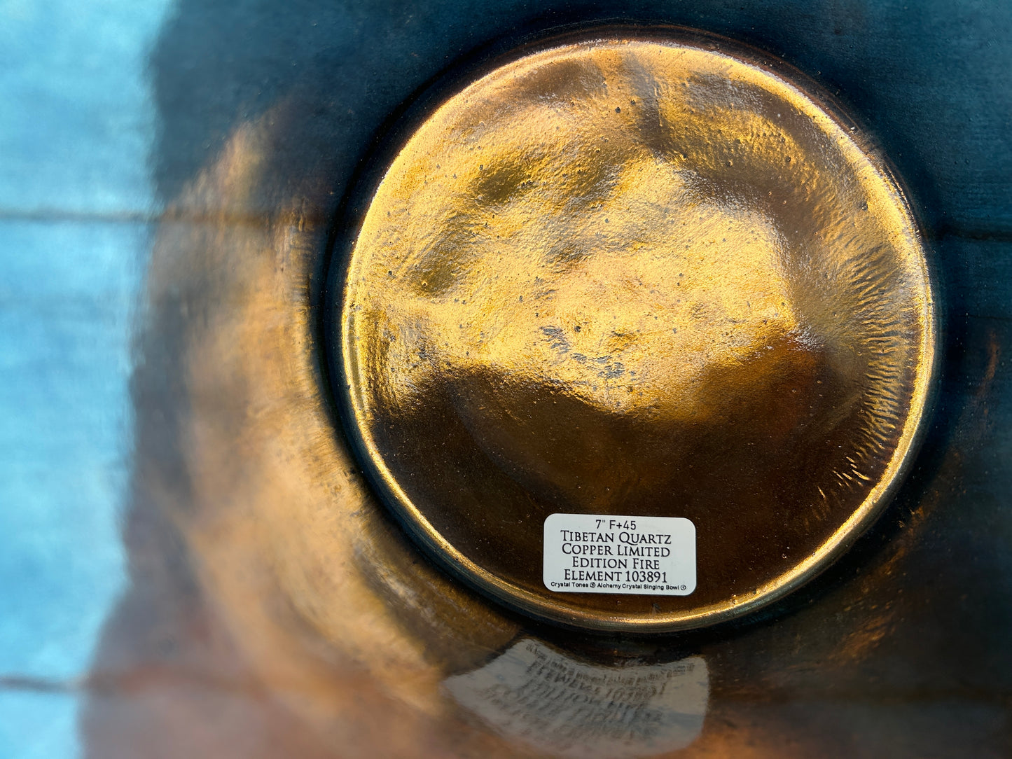 7" F +45 TIBETAN QUARTZ COPPER LIMITED EDITION FIRE ELEMENT ALCHEMY CRYSTAL SINGING BOWL