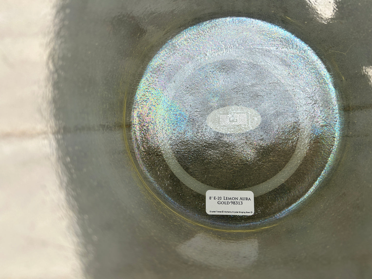 8" E -20 LEMON AURA GOLD ALCHEMY CRYSTAL SINGING BOWL