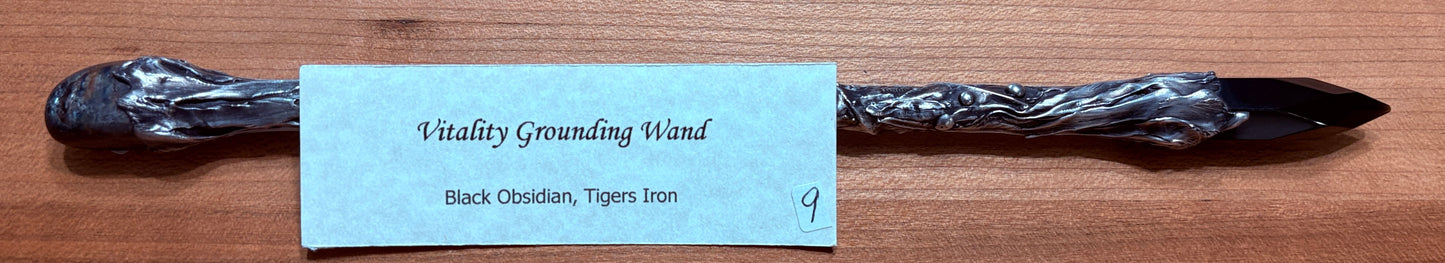 Vitality Grounding Wand - Black Obsidian & Tiger's Iron (9): Available