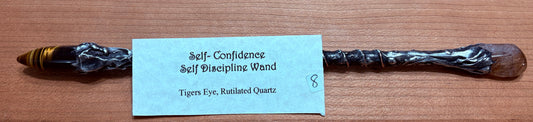 Self-Confidence Self Discipline Wand - Tiger Eye & Rutilated Quartz (8): Available