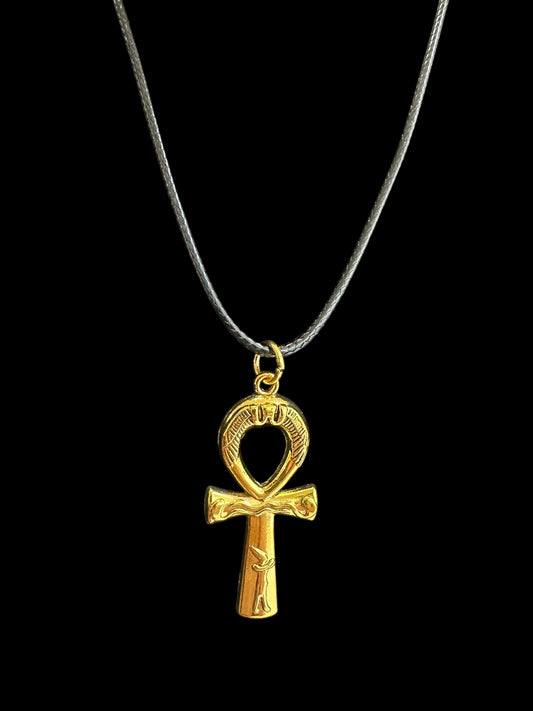 Ankh Necklace - Pewter Gold