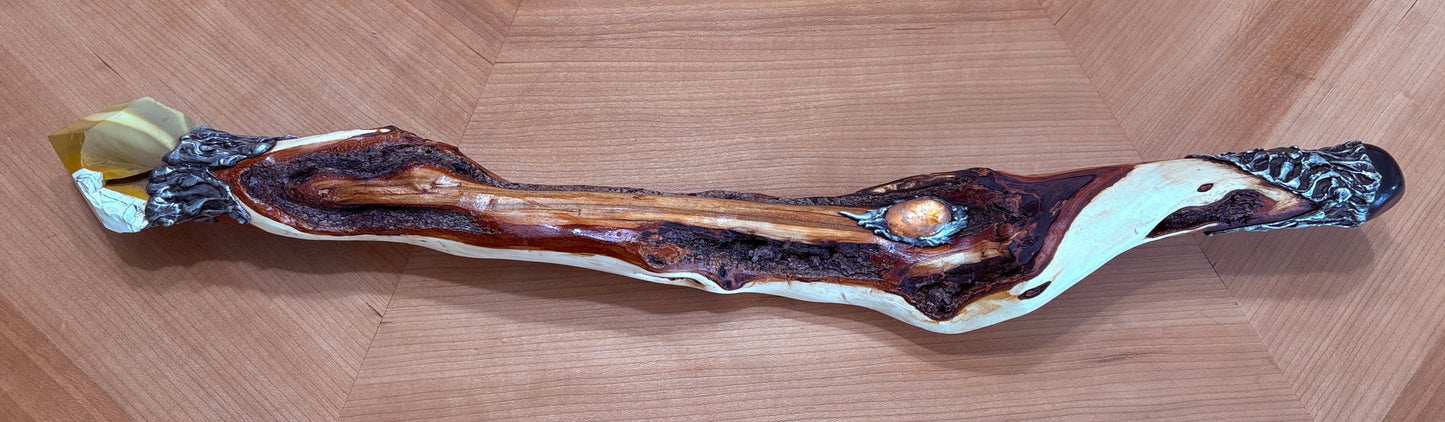 Magic Diamond Willow Wood wand with Mookaite Jasper and Shungite (Available)