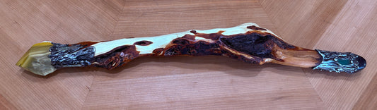 Magic Diamond Willow Wood wand with Mookaite Jasper and Shungite (Available)