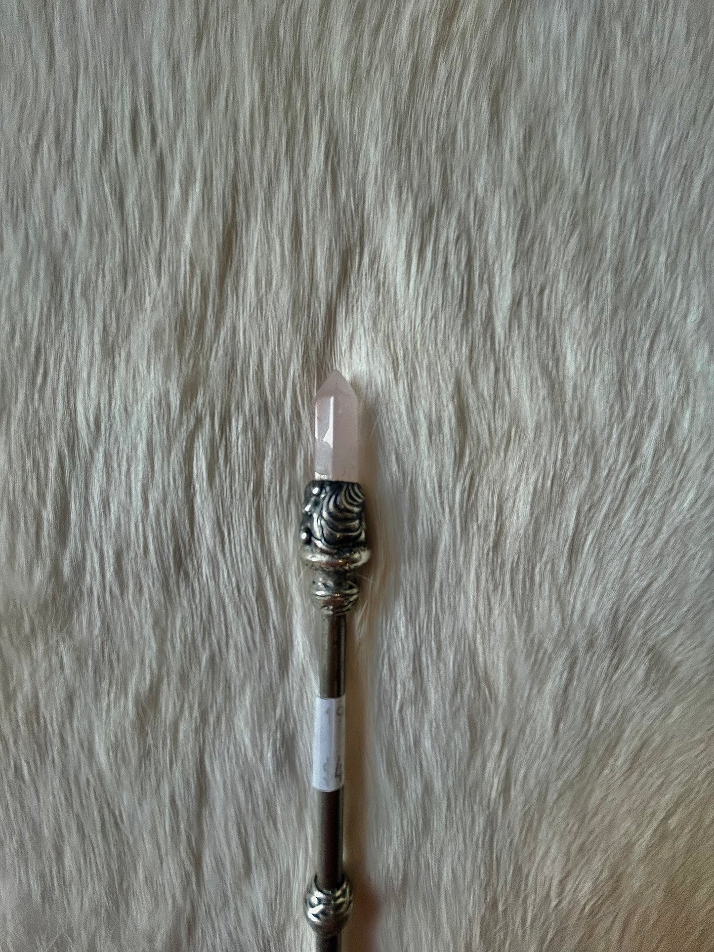 Faery Magic Wand - Rose Quartz / Titanium Aura #36