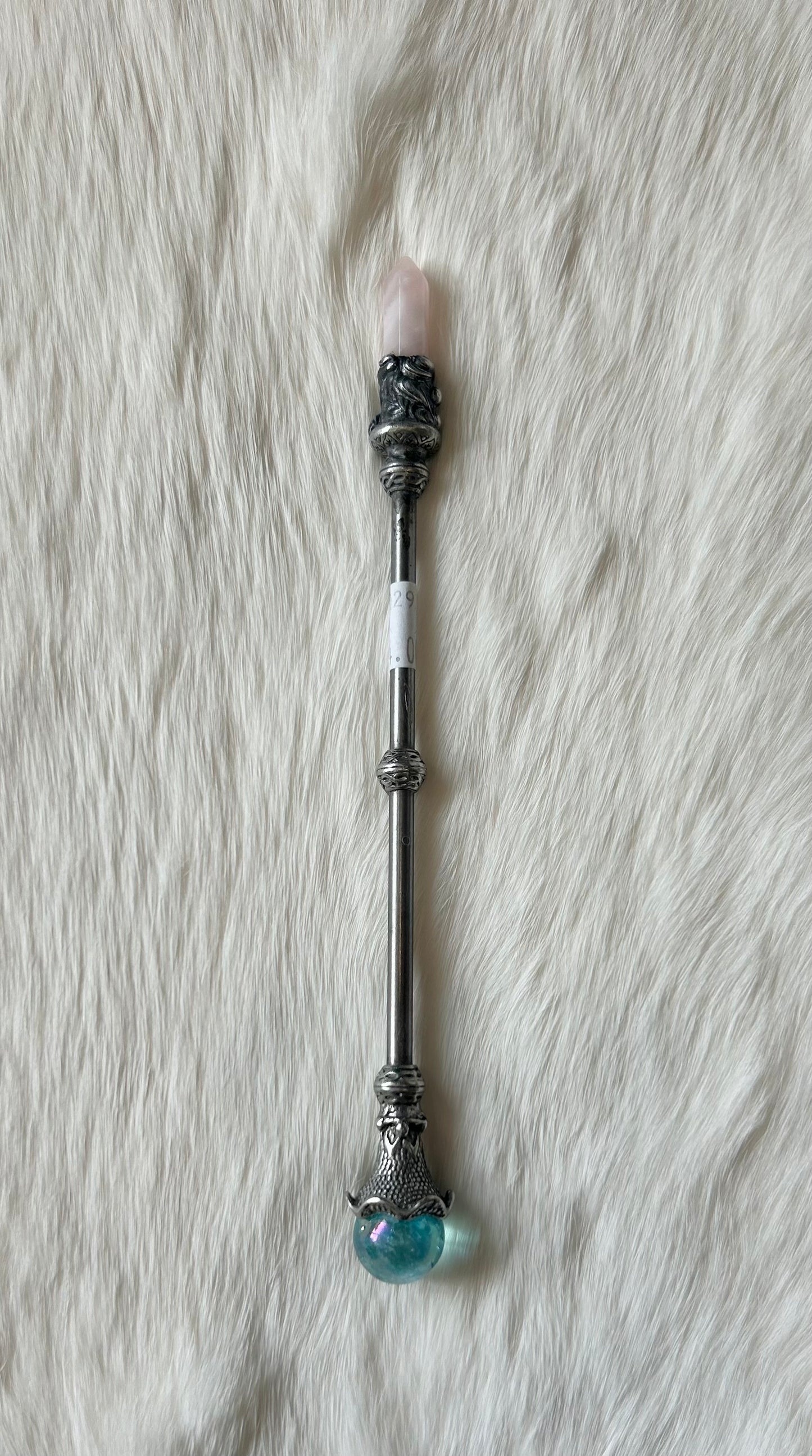 Faery Magic Wand - Rose Quartz / Aqua Aura #19: Available
