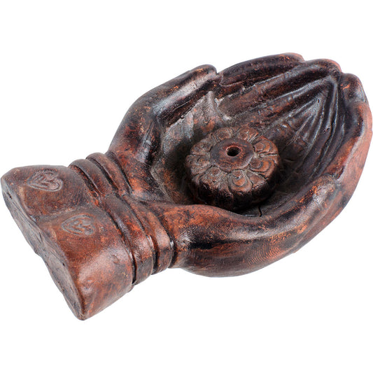 Backflow Incense Burner - Lotus in Hand 4.25"