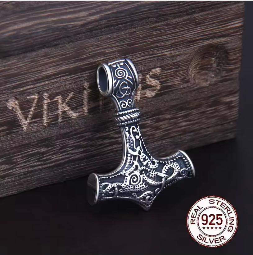 Men's Retro Viking Thors Hammer with gift box and necklace