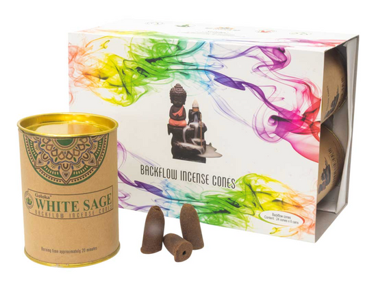 Incense-Goloka - White Sage Backflow Cones - Tin