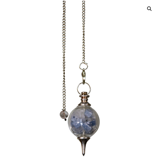 Pendulum -Glass Sephoroton + Selenite Chips & Angelite Chips
