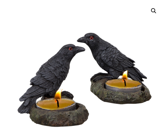 Polyresin T-Lite holder /raven-3″