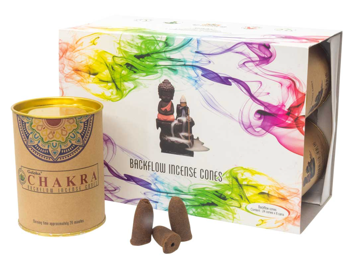 Incense-Goloka - Backflow Cones - Chakra - Tin