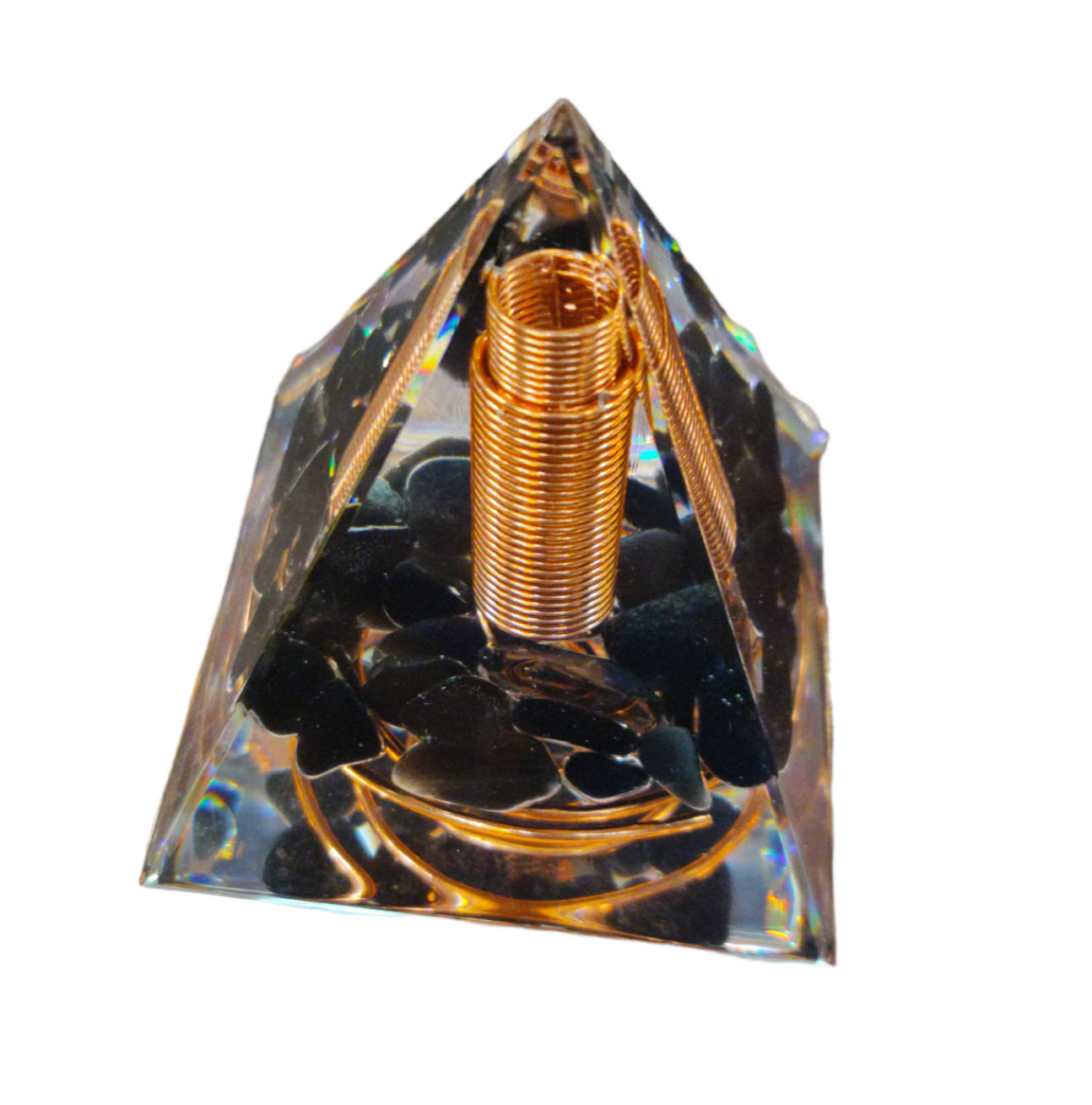 Pyramid- Orgonite - Copper / Obsidian