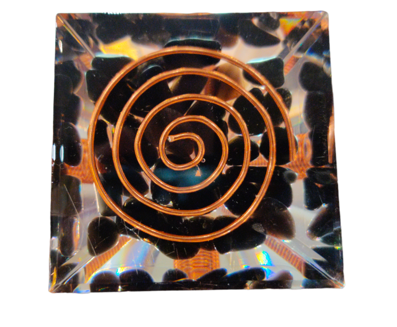 Pyramid- Orgonite - Copper / Obsidian