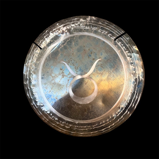 15” / 40 cm Nickel Silver Taurus Zodiac sign Handheld Gong - Grotta Sonora