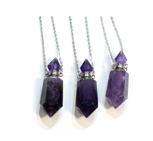 Gemstone Perfume Necklace - Amethyst
