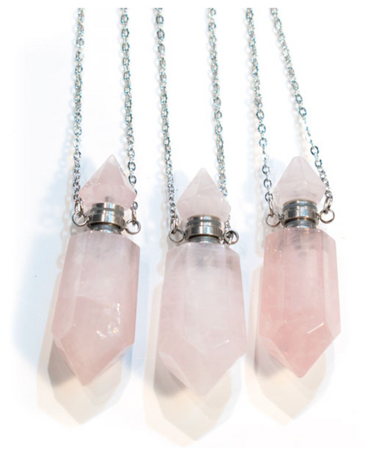 Gemstone Perfume Necklace - Rose Quartz