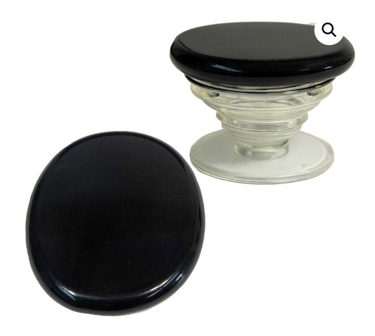 CELL PHONE GRIP HOLDER - BLACK OBSIDIAN PALM STONE 2″X 1"