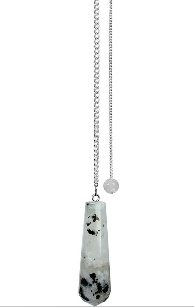 Gemstone Pendulum Faceted Tear Drop - Rainbow Moonstone