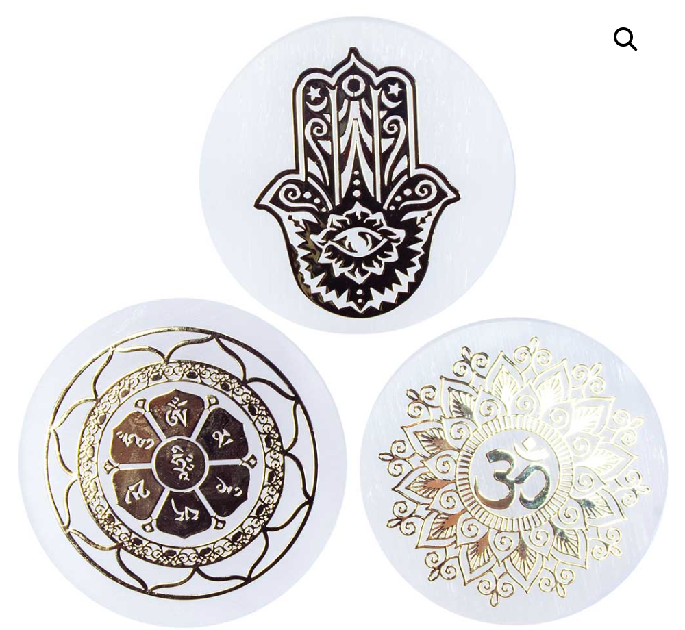 Selinite-Charing Disks - GOLDEN, OM or FATIMA HAND