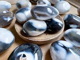 White Dragon Agate Palm Stone