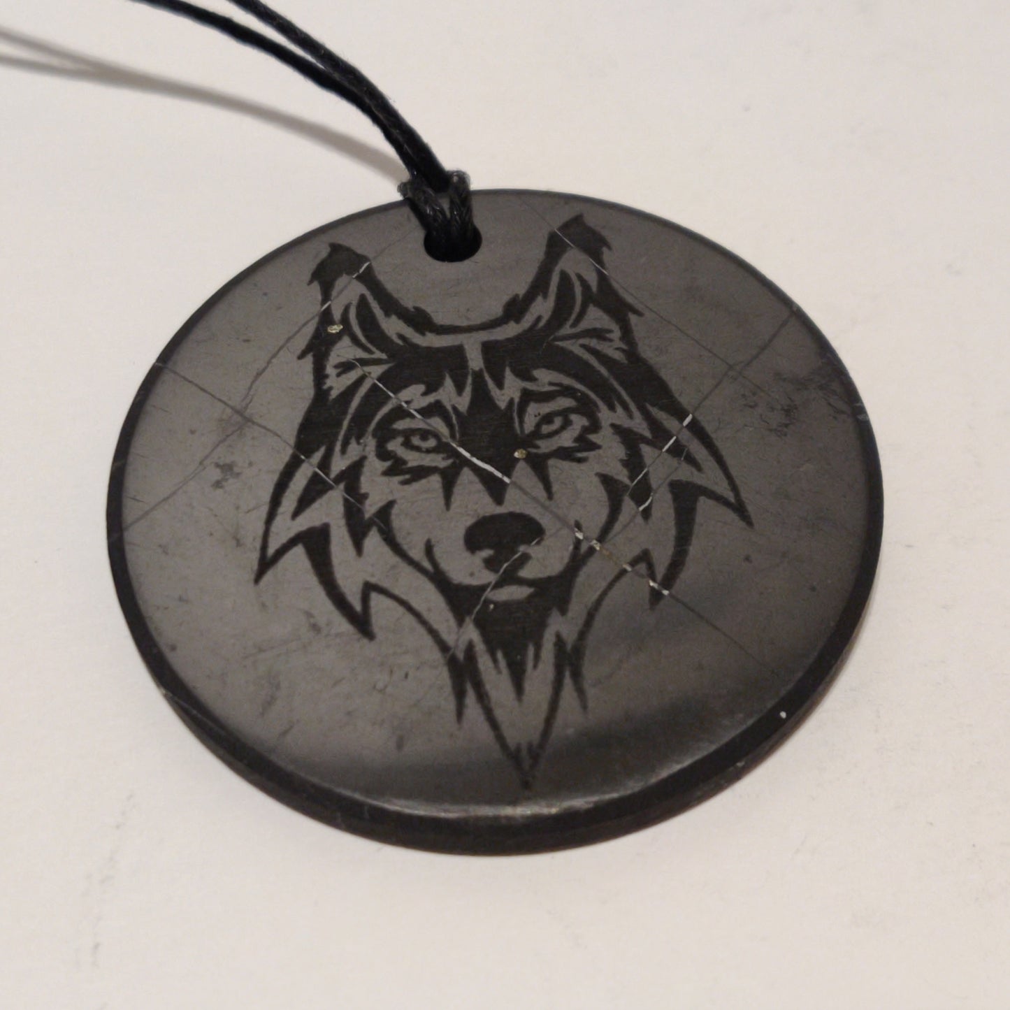 Shungite - Pendant Circle 50mm  -  ''Wolf''