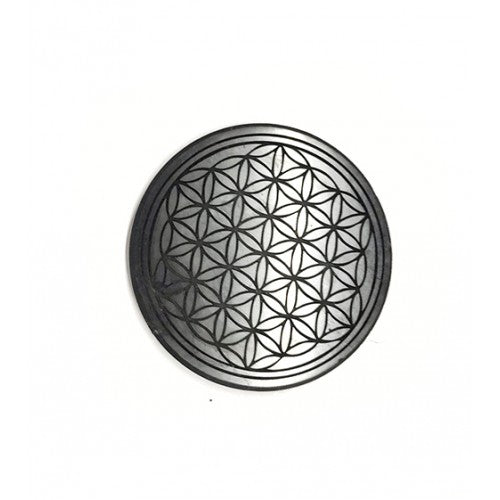 Shungite - Circular Sticker (for Cell) - Flower of Life