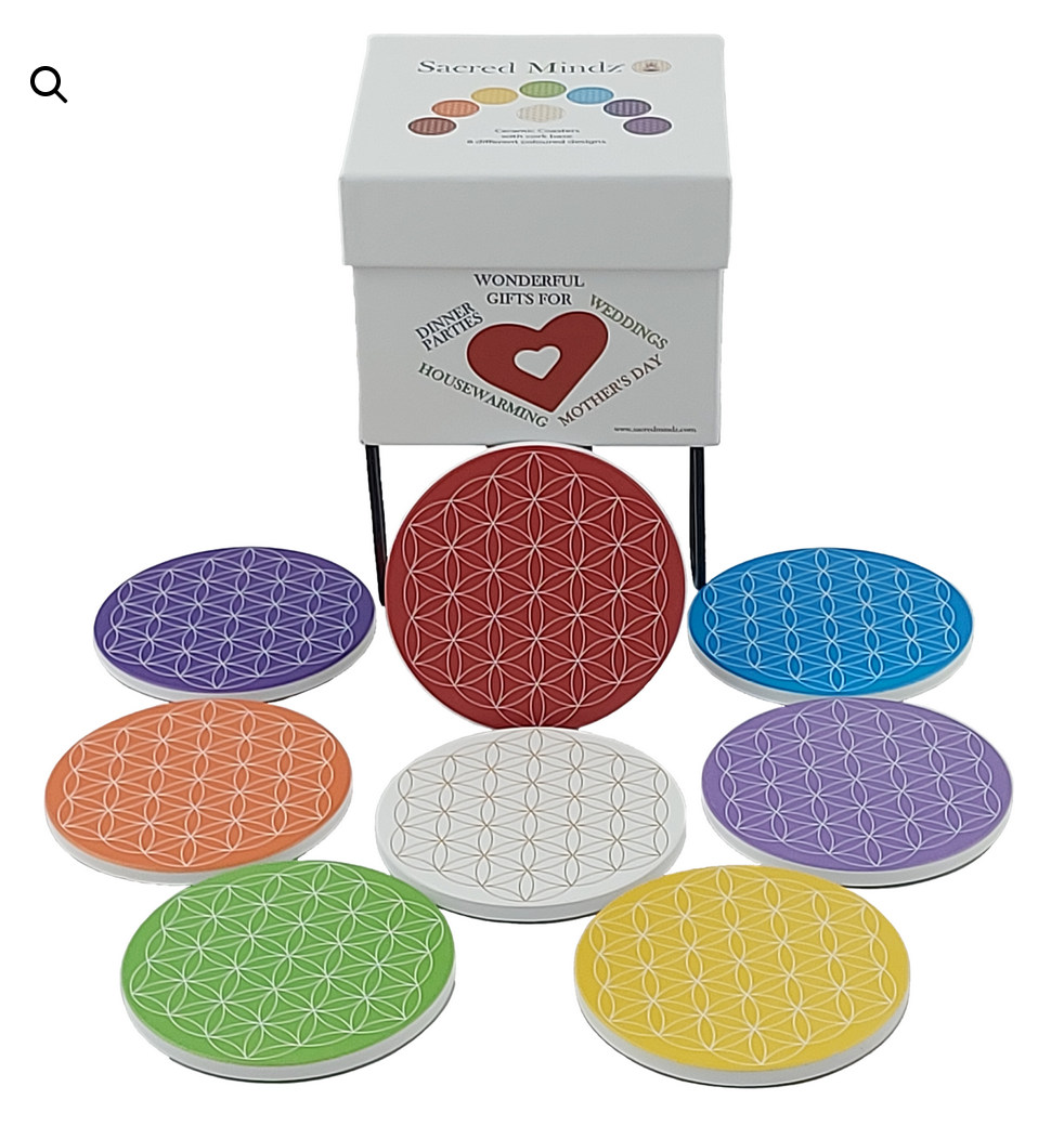 Sacred Mindz - Box Flower of Life Ceramic Coasters
