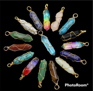 Assorted Pendant - Aura, Rose Quartz, Black Obsidian