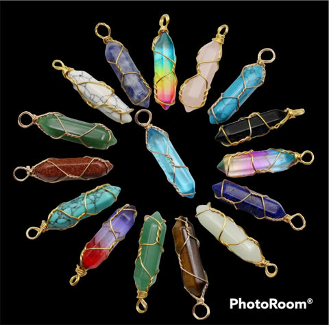 Assorted Pendant - Aura, Rose Quartz, Black Obsidian
